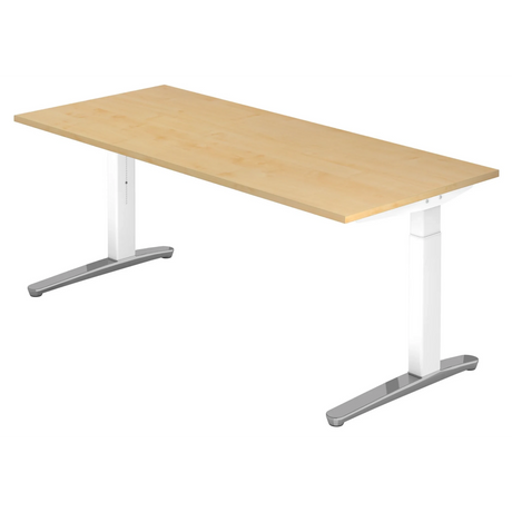Bureau réglable en hauteur XTRA XB 19 WC effet érable avec pieds blancs de hjh OFFICE PRO