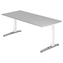 Bureau réglable en hauteur XTRA XB 19 WC avec plateau gris et pieds blancs de hjh OFFICE PRO
