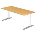 Bureau réglable en hauteur XTRA XB 19 WC en hêtre avec pieds blancs et supports argentés de hjh OFFICE PRO