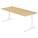 Bureau réglable en hauteur XTRA XB 19 WW en érable avec piètement blanc de hjh OFFICE PRO