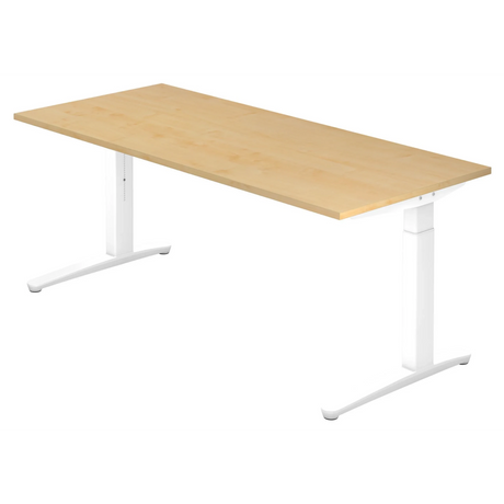 Bureau réglable en hauteur XTRA XB 19 WW en érable avec piètement blanc de hjh OFFICE PRO