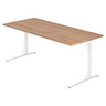 Bureau réglable en hauteur XTRA XB 19 WW avec plateau en noyer et structure blanche de hjh OFFICE PRO