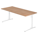 Bureau réglable en hauteur XTRA XB 19 WW avec plateau en noyer et structure blanche de hjh OFFICE PRO