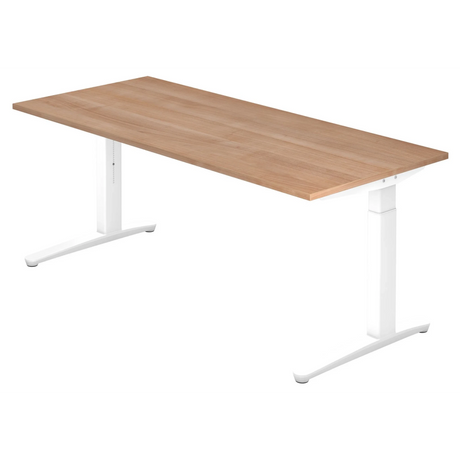 Bureau réglable en hauteur XTRA XB 19 WW avec plateau en noyer et structure blanche de hjh OFFICE PRO