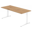 Bureau réglable en hauteur XTRA XB 19 WW en chêne noueux avec piètement blanc de hjh OFFICE PRO
