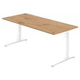 Bureau réglable en hauteur XTRA XB 19 WW en chêne noueux avec piètement blanc de hjh OFFICE PRO
