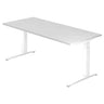 Bureau réglable en hauteur XTRA XB 19 WW en blanc avec un grand plateau rectangulaire de hjh OFFICE PRO