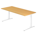 Bureau réglable en hauteur XTRA XB 19 WW aspect hêtre avec structure blanche de hjh OFFICE PRO