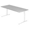 Bureau réglable en hauteur XTRA XB 19 WW avec plateau gris et piètement blanc de hjh OFFICE PRO