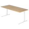 Bureau réglable en hauteur XTRA XB 19 WW en chêne avec structure blanche de hjh OFFICE PRO