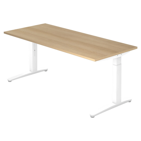 Bureau réglable en hauteur XTRA XB 19 WW en chêne avec structure blanche de hjh OFFICE PRO