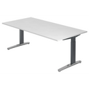 Bureau réglable en hauteur XTRA XB 2E GC avec plateau blanc et pieds gris de hjh OFFICE PRO