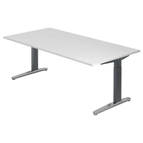 Bureau réglable en hauteur XTRA XB 2E GC avec plateau blanc et pieds gris de hjh OFFICE PRO