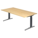 Bureau réglable en hauteur XTRA XB 2E GC aspect érable avec pieds en métal gris de hjh OFFICE PRO
