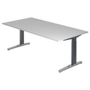 Bureau réglable en hauteur XTRA XB 2E GC en gris avec un grand plateau de hjh OFFICE PRO
