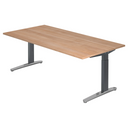 Bureau réglable en hauteur XTRA XB 2E GC aspect noyer avec pieds en T gris de hjh OFFICE PRO