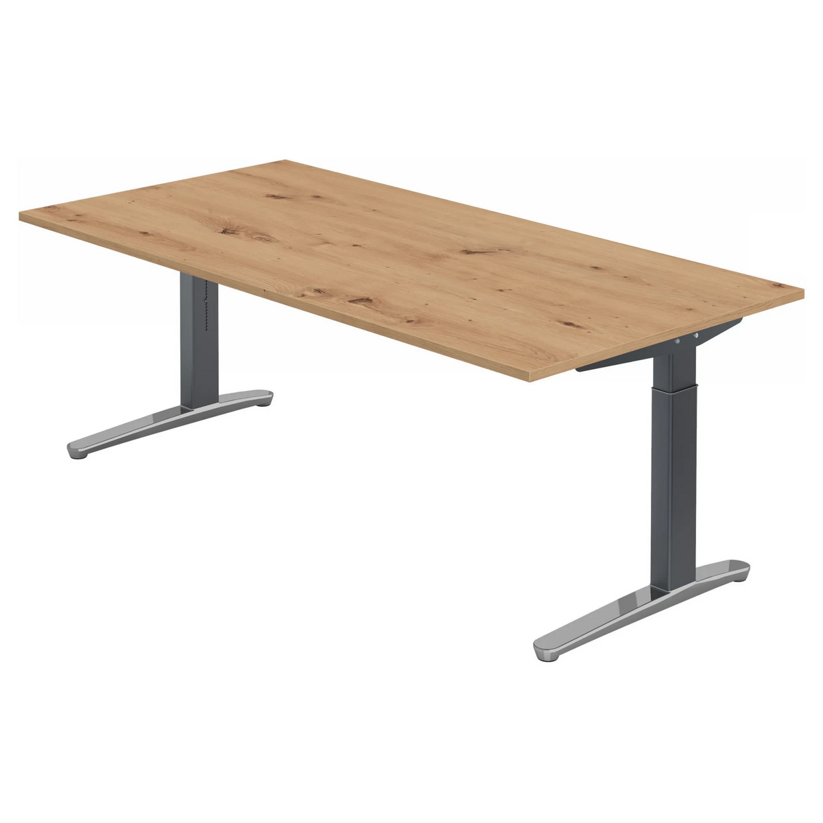 Bureau réglable en hauteur XTRA XB 2E GC en chêne noueux avec pieds gris de hjh OFFICE PRO