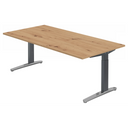 Bureau réglable en hauteur XTRA XB 2E GC en chêne noueux avec pieds gris de hjh OFFICE PRO