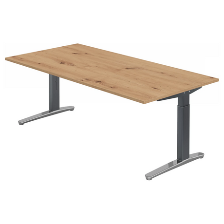 Bureau réglable en hauteur XTRA XB 2E GC en chêne noueux avec pieds gris de hjh OFFICE PRO