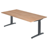 Bureau réglable en hauteur XTRA XB 2E GG effet noyer avec structure gris foncé de hjh OFFICE PRO