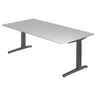 Bureau réglable en hauteur XTRA XB 2E GG en gris avec plateau rectangulaire de hjh OFFICE PRO