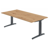 Bureau réglable en hauteur XTRA XB 2E GG avec plateau en chêne rustique et piètement anthracite de hjh OFFICE PRO