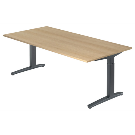 Bureau réglable en hauteur XTRA XB 2E GG en chêne avec structure gris foncé de hjh OFFICE PRO