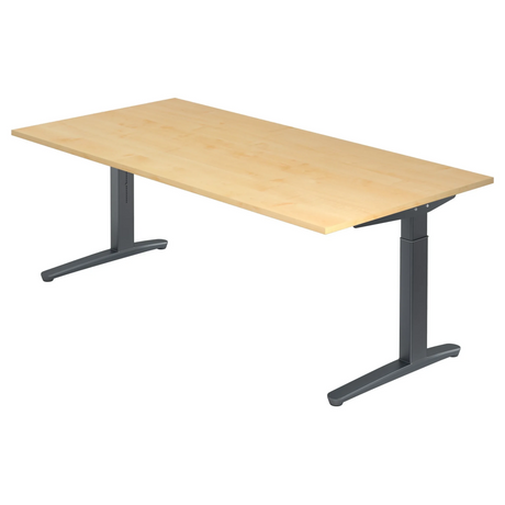 Bureau réglable en hauteur XTRA XB 2E GG aspect érable avec structure gris foncé de hjh OFFICE PRO