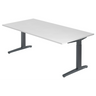 Bureau réglable en hauteur XTRA XB 2E GG avec plateau blanc et pieds gris de hjh OFFICE PRO