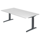 Bureau réglable en hauteur XTRA XB 2E GG avec plateau blanc et pieds gris de hjh OFFICE PRO