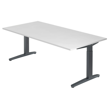 Bureau réglable en hauteur XTRA XB 2E GG avec plateau blanc et pieds gris de hjh OFFICE PRO