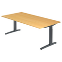 Bureau réglable en hauteur XTRA XB 2E GG en hêtre avec piètement gris foncé de hjh OFFICE PRO