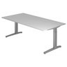 Bureau réglable en hauteur XTRA XB 2E SS en gris avec un grand plateau rectangulaire de hjh OFFICE PRO