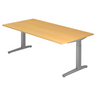 Bureau réglable en hauteur XTRA XB 2E SS en hêtre avec piètements en T gris de hjh OFFICE PRO