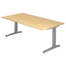 Bureau réglable en hauteur XTRA XB 2E SS avec plateau en érable clair et pieds gris de hjh OFFICE PRO