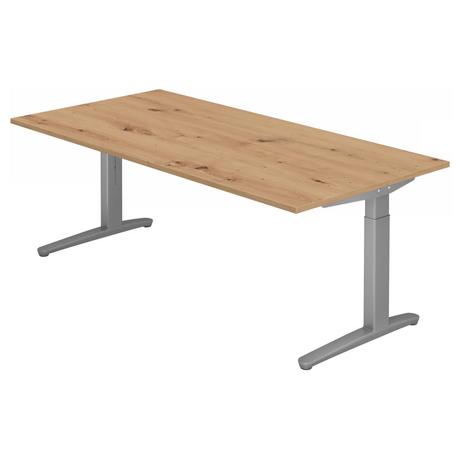 Bureau réglable en hauteur XTRA XB 2E SS en chêne noueux avec piètement gris de hjh OFFICE PRO