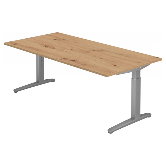 Bureau réglable en hauteur XTRA XB 2E SS en chêne noueux avec piètement gris de hjh OFFICE PRO