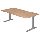 Bureau réglable en hauteur XTRA XB 2E SS aspect noyer avec structure grise de hjh OFFICE PRO