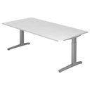 Bureau réglable en hauteur XTRA XB 2E SS avec plateau blanc et pieds gris de hjh OFFICE PRO