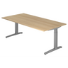 Bureau réglable en hauteur XTRA XB 2E SS aspect chêne avec pieds en T gris de hjh OFFICE PRO