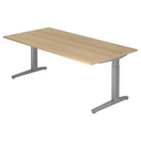 Bureau réglable en hauteur XTRA XB 2E SS aspect chêne avec pieds en T gris de hjh OFFICE PRO