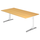 Bureau réglable en hauteur XTRA XB 2E WC aspect hêtre avec pieds blancs de hjh OFFICE PRO