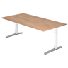 Bureau réglable en hauteur XTRA XB 2E WC aspect noyer avec pieds blancs de hjh OFFICE PRO