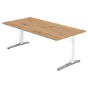 Bureau réglable en hauteur XTRA XB 2E WC avec plateau en chêne rustique et pieds blancs de hjh OFFICE PRO