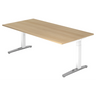 Bureau réglable en hauteur XTRA XB 2E WC effet chêne avec pieds blancs de hjh OFFICE PRO