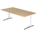 Bureau réglable en hauteur XTRA XB 2E WC effet chêne avec pieds blancs de hjh OFFICE PRO