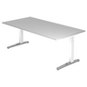 Bureau réglable en hauteur XTRA XB 2E WC en gris avec un grand plan de travail de hjh OFFICE PRO