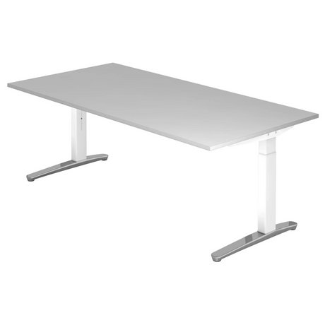 Bureau réglable en hauteur XTRA XB 2E WC en gris avec un grand plan de travail de hjh OFFICE PRO