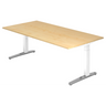 Bureau réglable en hauteur XTRA XB 2E WC effet érable avec pieds blancs de hjh OFFICE PRO