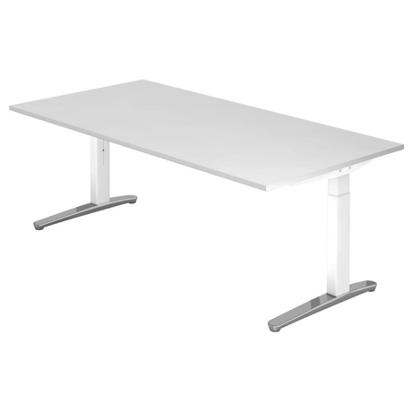 Bureau réglable en hauteur XTRA XB 2E WC en blanc avec grand plateau de hjh OFFICE PRO